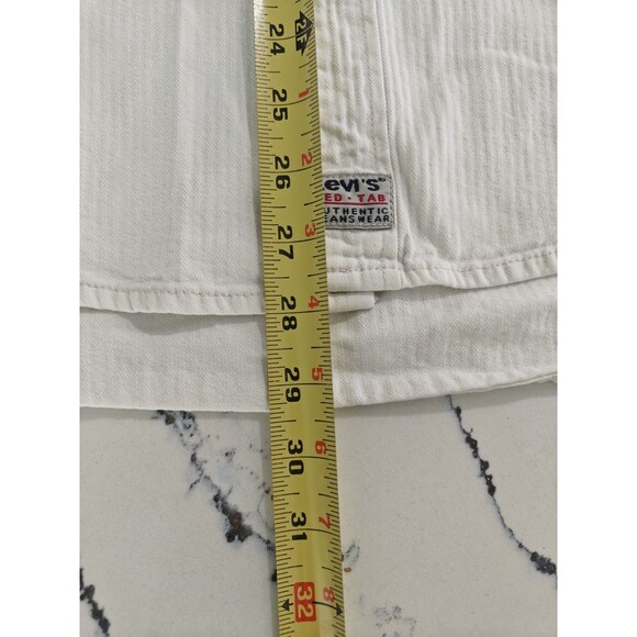 Levi's Sawtooth Shirt XL Herringbone Vintage 1997 Hex Snaps Western Ivory Rare - Picture 8 of 9